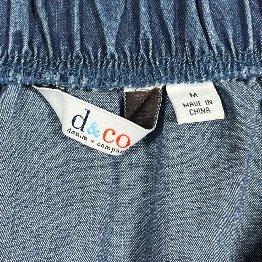 Denim &Co Western Renfair Tiered Denim Midi Skirt Womens Medium Boho Country
